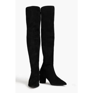 Stuart Weitzman Carly 5050 Suede Over The Knee Pointed Boots Block Heel 5B OTK